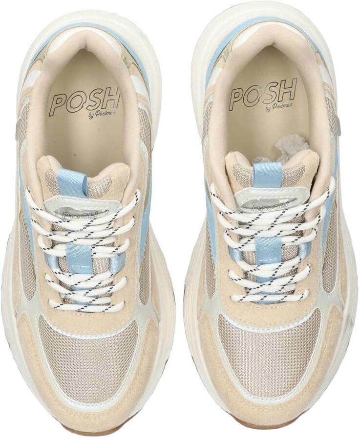 POSH by Poelman ABBY Dames Sneakers Wit met beige en blauw combi - Foto 2