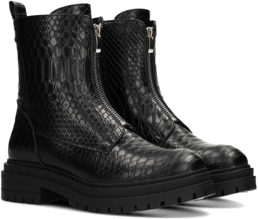 POSH by Poelman Stacey enkellaarzen zwart met slangenprint