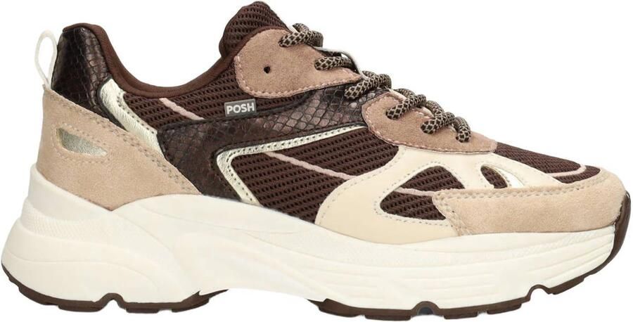 POSH by Poelman suède chunky sneakers bruin beige