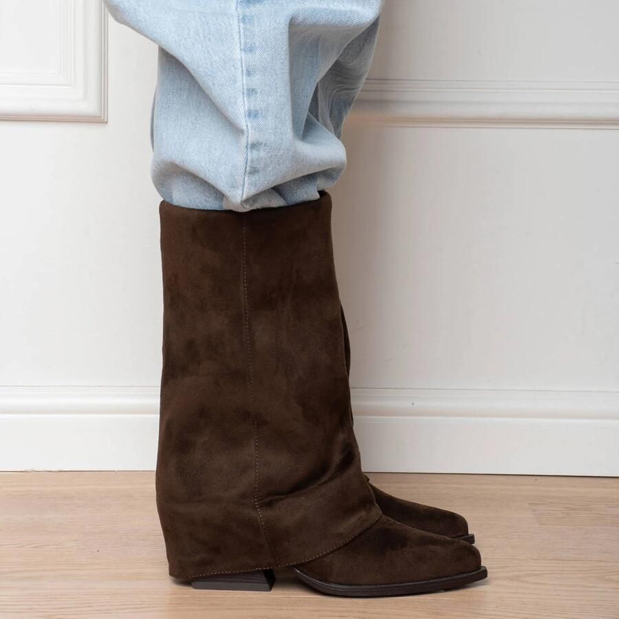 POSH by Poelman western suèdelook cowboy boots donkerbruin