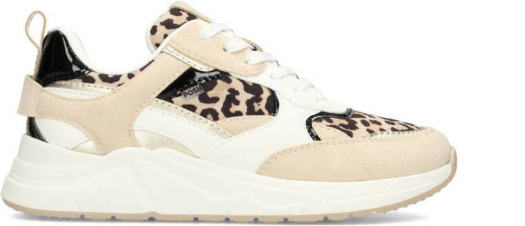 POSH by Poelman POSH by Poelman DamesSneaker Beige Imitatieleer Leopard