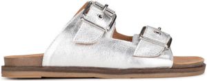 POELMAN Zilverkleurige sandalen Zilver Leer Platte sandalen Dames