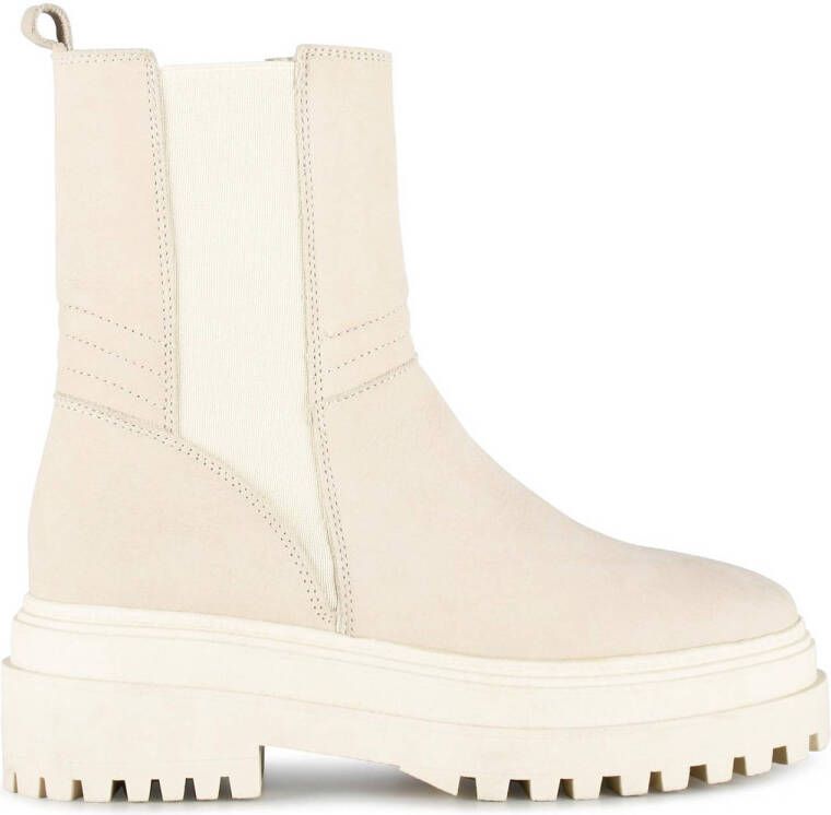 PS Poelman Azra leren chelsea boots beige