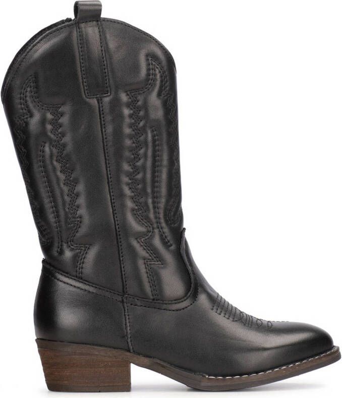 PS Poelman Bila leren cowboylaarzen zwart Meisjes Leer Effen 36