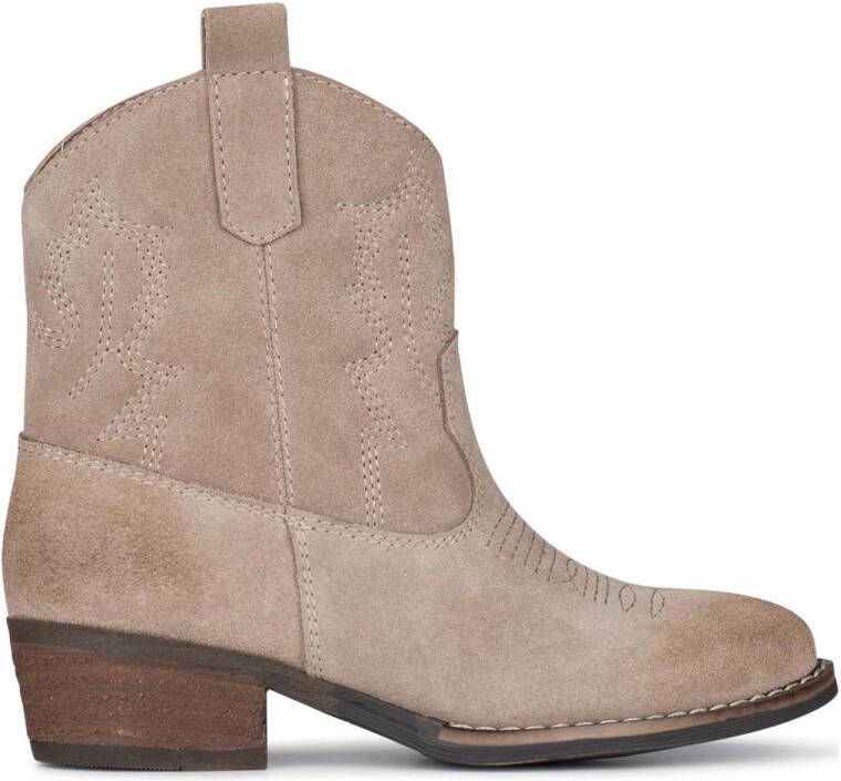 PS Poelman Bila suède cowboylaarzen beige Meisjes Suede Effen 37