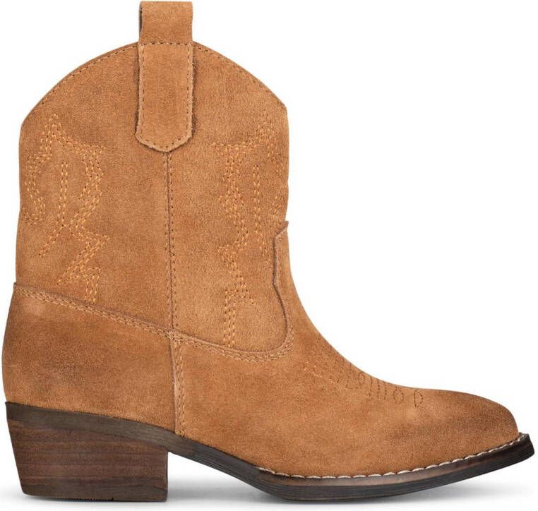 PS Poelman Bila suède cowboylaarzen cognac Bruin Meisjes Suede Effen 33