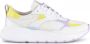 PS Poelman Cibel 36 Dames Leren Chunky Runner Sneaker van Mesh en Lakleer Wit Lila Geel - Thumbnail 1