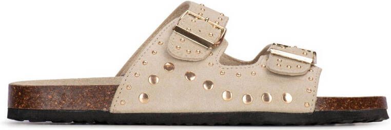 PS Poelman Emmie suède slippers beige
