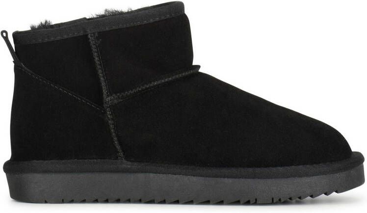 POELMAN Lage schapenvacht boots Zwart Suede Bont Dames