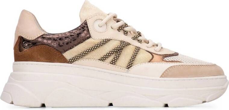 PS Poelman Jana chunky leren sneakers beige bruin