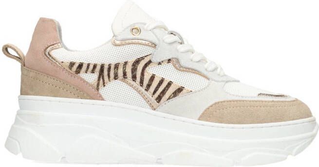 PS Poelman Jana chunky leren sneakers oudroze wit