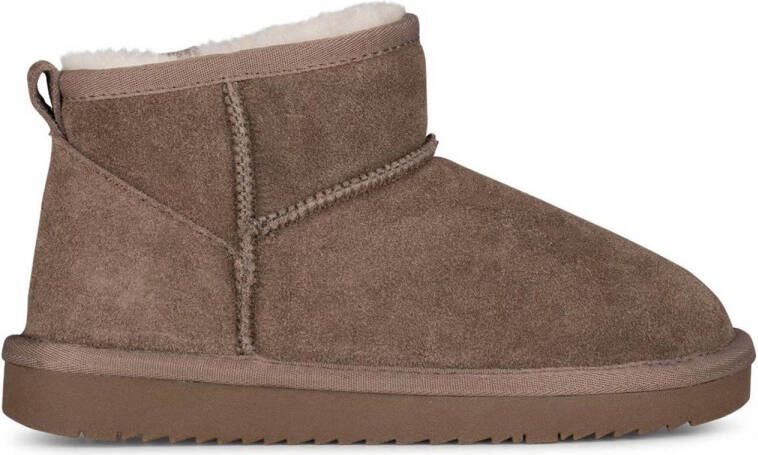 PS Poelman Lammy gevoerde suède enkelboots taupe Bruin Meisjes Suede Effen 31