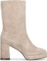 POELMAN Haklaars Beige Suede Enkellaars met hak Dames - Thumbnail 1