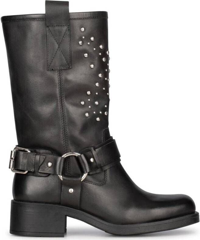 POELMAN Leren cowboylaars met studs Zwart Leer Cowboy laarzen Dames