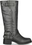 POELMAN Hoge leren biker boots met rits Zwart Leer Cowboy laarzen Dames - Thumbnail 1