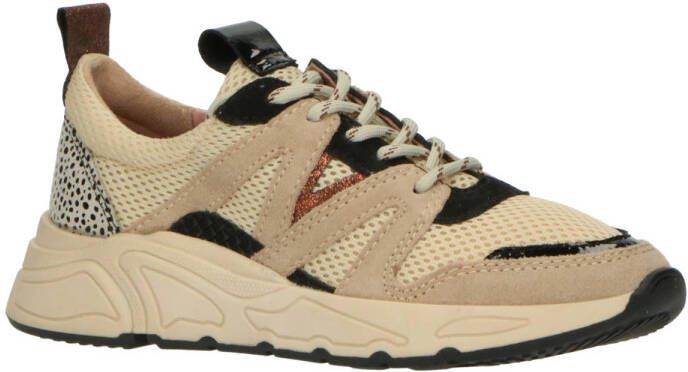 PS Poelman leren sneakers beige zwart Meisjes Leer 31