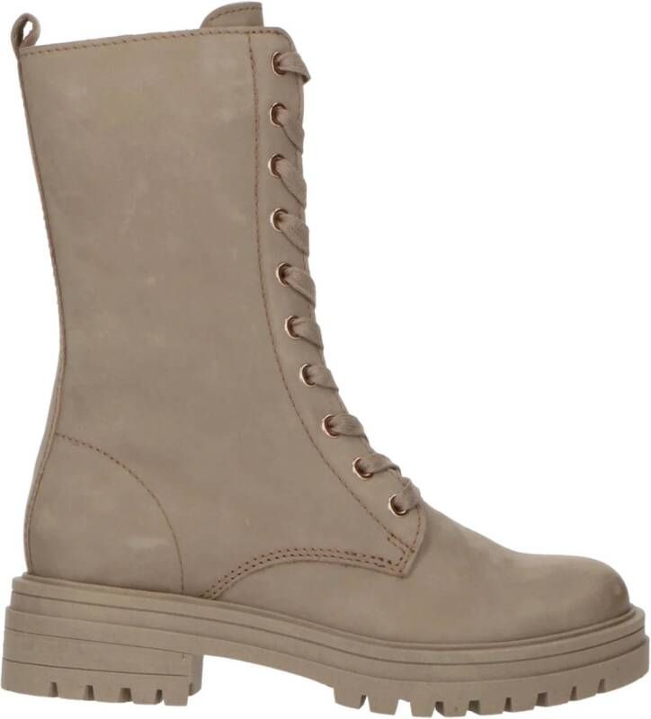 PS Poelman leren veterboots taupe Bruin Meisjes Leer Effen 31