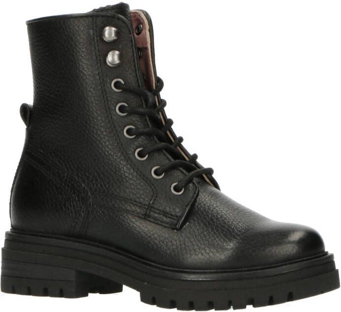 PS Poelman leren veterboots zwart Meisjes Leer 34