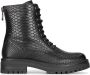 POELMAN Leren veterboot met anacondaprint Zwart Leer Veterboots Dames - Thumbnail 1
