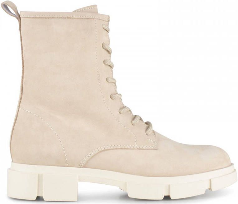 PS Poelman Dames LYNN Nude Nubuck Suède Leren Veterlaarzen met  Ritssluititng Licht Beige Taupe- Maat 37 - Schoenen.nl
