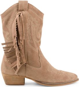POELMAN Cowboylaarzen met franjes Beige Suede Cowboy laarzen Dames