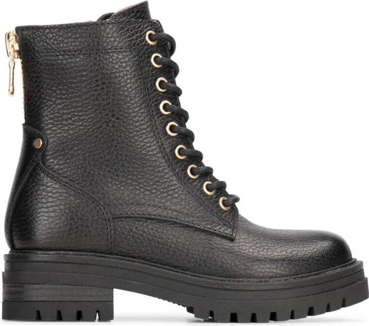 PS Poelman Monk leren veterboots zwart Meisjes Leer Effen 32