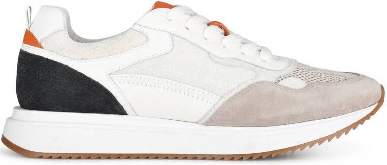 PS Poelman Nash leren sneakers wit donkerblauw