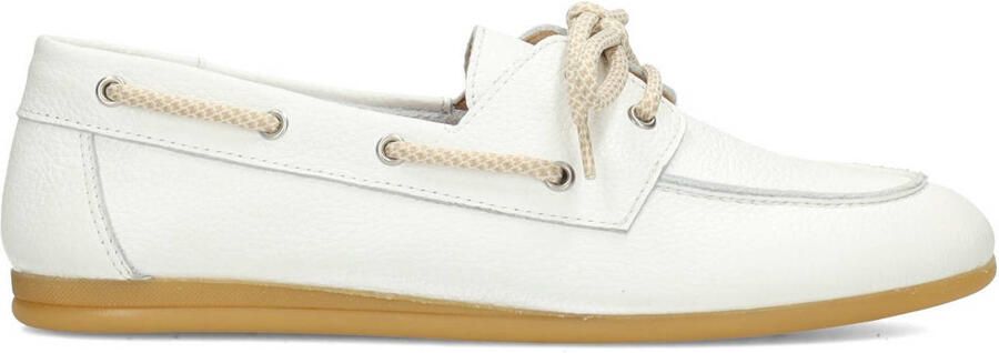 PS Poelman Callie leren bootschoenen ecru