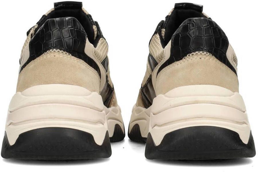PS Poelman CATO Dames Sneakers Zwart Met Beige Combinatie