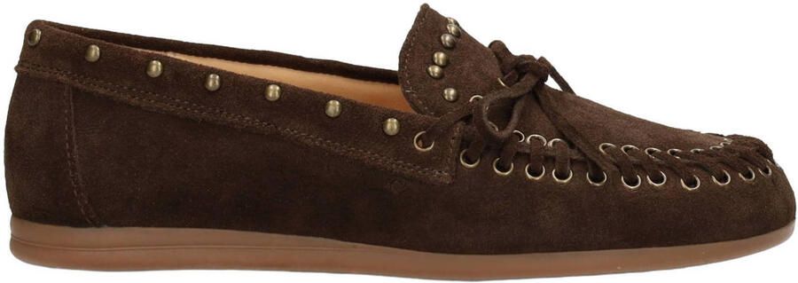 PS Poelman Kiya suède mocassins met studs bruin