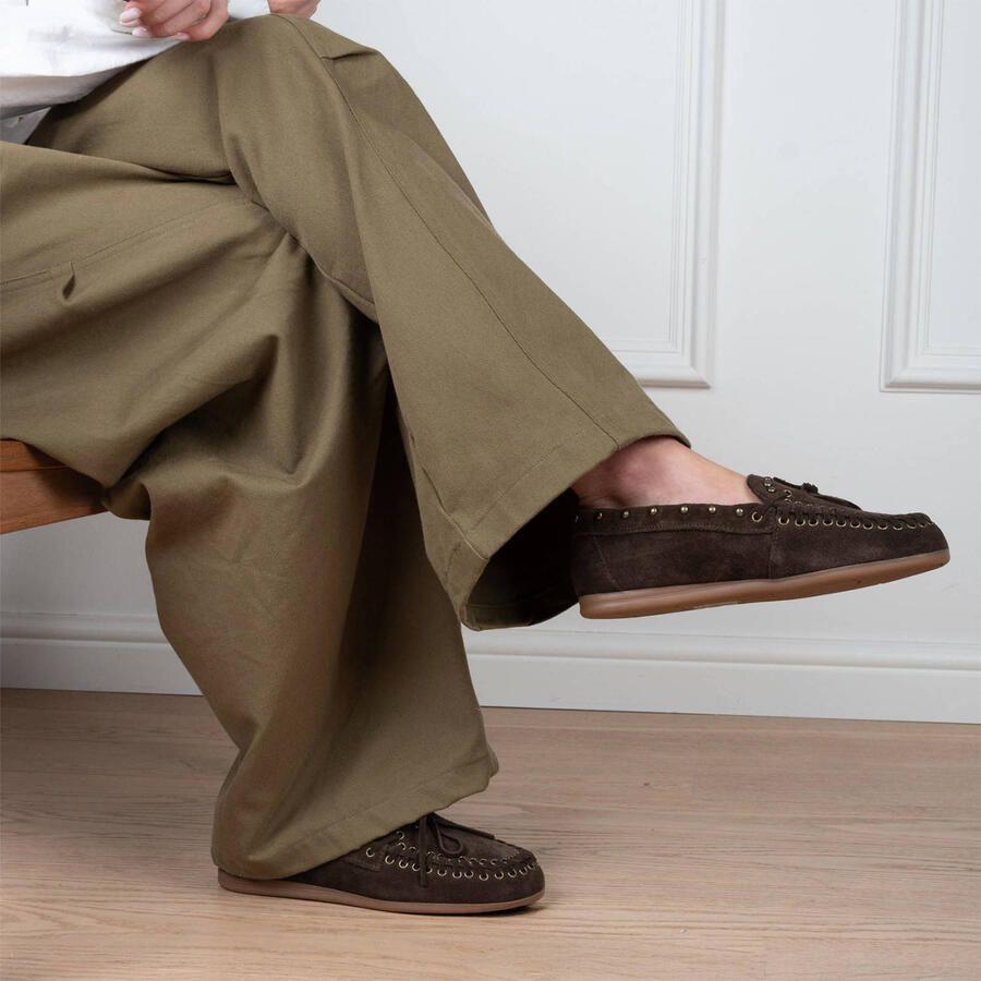 Poelman Kiya suède mocassins met studs bruin - Foto 2