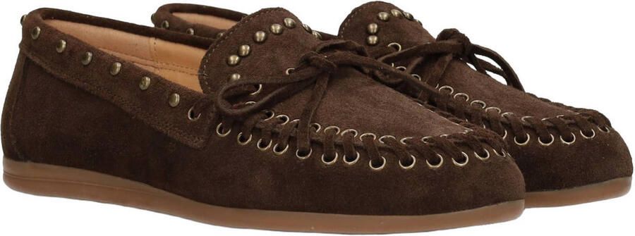 Poelman Kiya suède mocassins met studs bruin - Foto 3