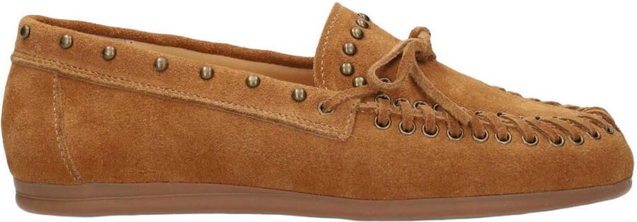 PS Poelman Kiya suède mocassins met studs cognac