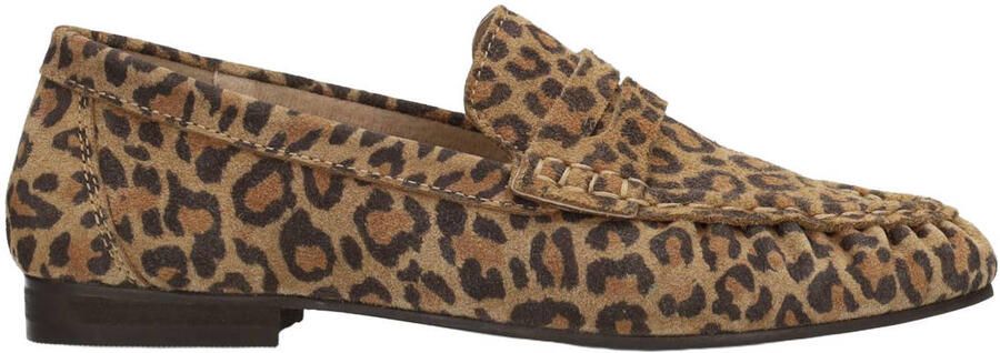 PS Poelman Sammy loafers met panterprint beige zwart