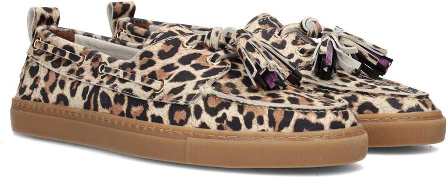 PS Poelman Silk suède bootschoenen met panterprint beige bruin zwart - Foto 2