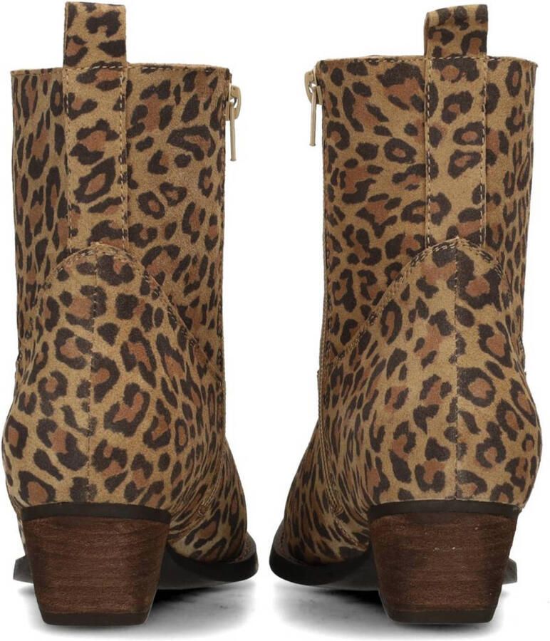 PS Poelman suède cowboylaarzen met panterprint bruin