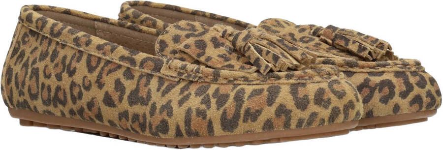 PS Poelman Taya suède mocassins met panterprint beige zwart - Foto 3