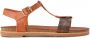 PS Poelman Dames Sandalen Lizzy Cognac Bruin met Metallic Brons Snake Print - Thumbnail 1
