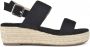 PS Poelman CETO Dames Faux PU Imitatie Suède Leren Sandalen met Touw Detail en Espadrille Zool Zwart - Thumbnail 1