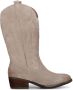 PS Poelman Bila High Dames Leren Suéde Cowboy Western Laarzen Bruin Beige Taupe - Thumbnail 1