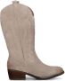 PS Poelman Bila High Dames Leren Suéde Cowboy Western Laarzen Bruin Beige Taupe - Thumbnail 1