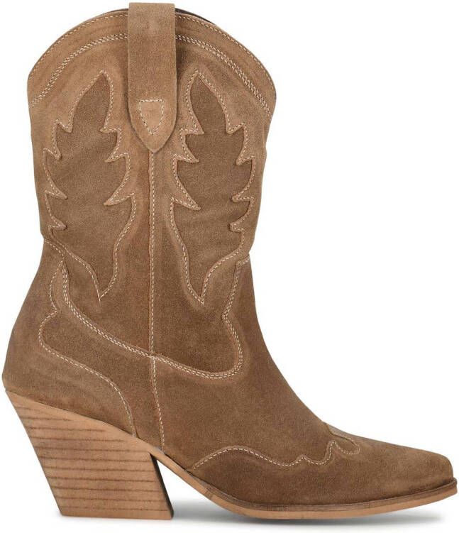 POELMAN Cowboylaarzen Beige Suede Cowboy laarzen Dames