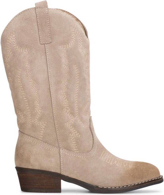 PS Poelman suède cowboylaarzen beige Meisjes Suede Effen 36