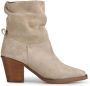 POELMAN Haklaars Beige Suede Enkellaars met hak Dames - Thumbnail 1