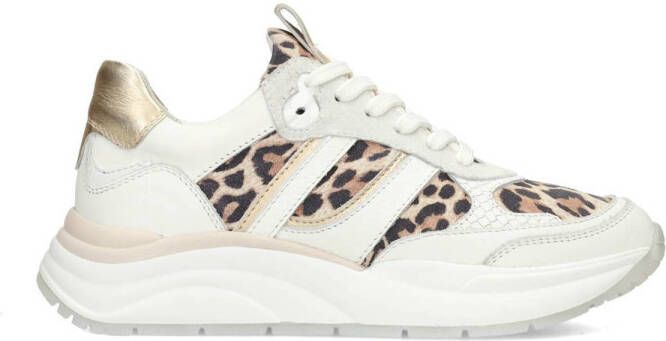 PS Poelman suède sneakers met panterprint wit
