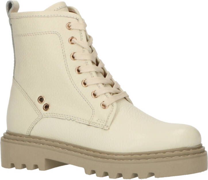 PS Poelman veterboots ecru Meisjes Leer 32 | Enkelboot van