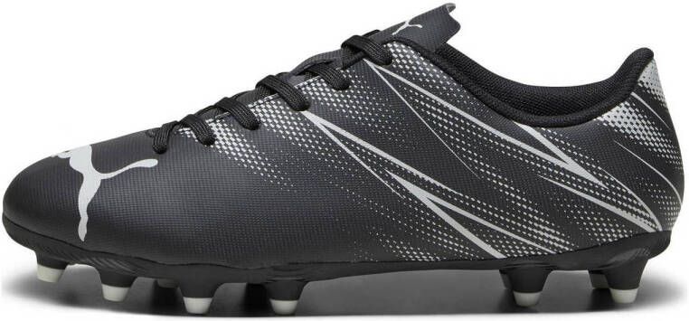 Puma Attacanto FG AG Junior voetbalschoenen zwart wit Imitatieleer 36