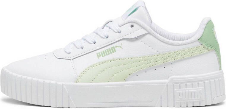 Puma Carina 2.0 sneakers wit lichtgroen Meisjes Imitatieleer Effen 35.5