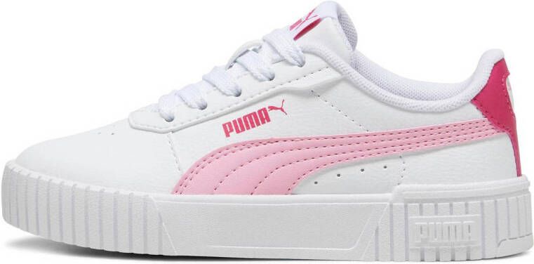 Puma Carina 2.0 sneakers wit lichtroze Jongens Meisjes Imitatieleer Effen 28