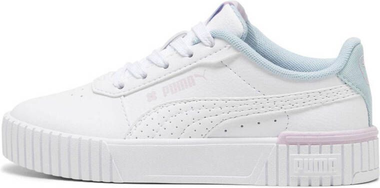 Puma Carina 2.0 Tropical sneakers wit lichtblauw lila Jongens Meisjes Imitatieleer 31
